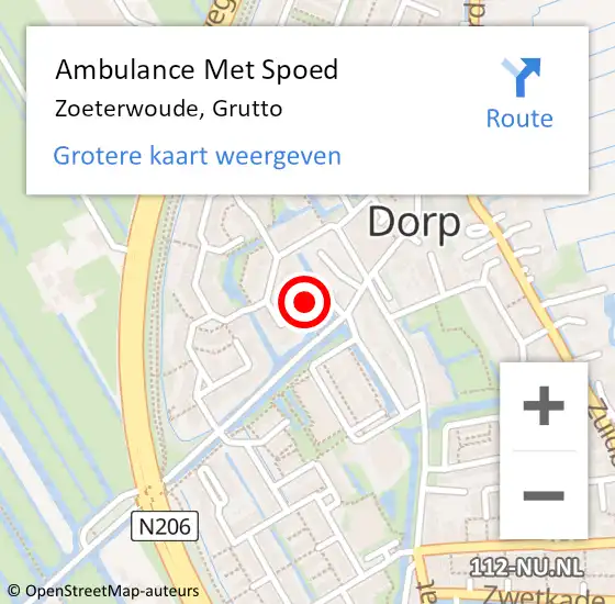 Locatie op kaart van de 112 melding: Ambulance Met Spoed Naar Zoeterwoude, Grutto op 15 mei 2024 13:27