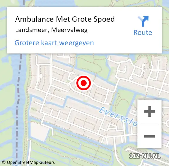 Locatie op kaart van de 112 melding: Ambulance Met Grote Spoed Naar Landsmeer, Meervalweg op 15 mei 2024 13:36