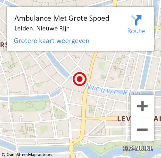 Locatie op kaart van de 112 melding: Ambulance Met Grote Spoed Naar Leiden, Nieuwe Rijn op 15 mei 2024 13:54