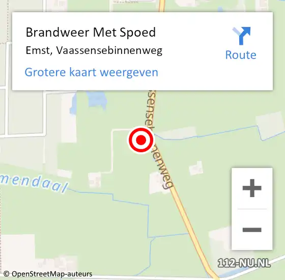 Locatie op kaart van de 112 melding: Brandweer Met Spoed Naar Emst, Vaassensebinnenweg op 15 mei 2024 13:55