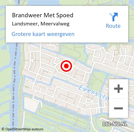 Locatie op kaart van de 112 melding: Brandweer Met Spoed Naar Landsmeer, Meervalweg op 15 mei 2024 13:57