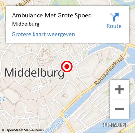 Locatie op kaart van de 112 melding: Ambulance Met Grote Spoed Naar Middelburg op 15 mei 2024 13:59