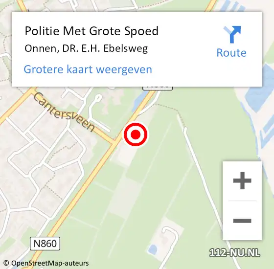 Locatie op kaart van de 112 melding: Politie Met Grote Spoed Naar Onnen, DR. E.H. Ebelsweg op 15 mei 2024 13:59