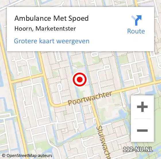 Locatie op kaart van de 112 melding: Ambulance Met Spoed Naar Hoorn, Marketentster op 15 mei 2024 14:14