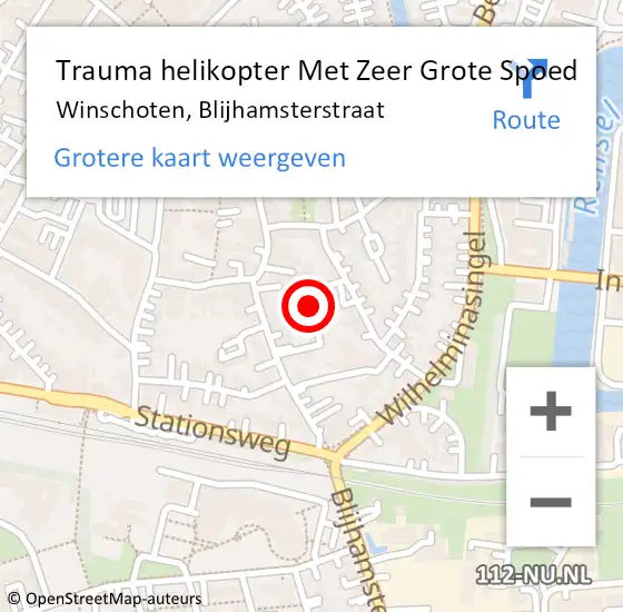 Locatie op kaart van de 112 melding: Trauma helikopter Met Zeer Grote Spoed Naar Winschoten, Blijhamsterstraat op 15 mei 2024 14:17