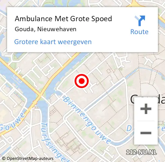 Locatie op kaart van de 112 melding: Ambulance Met Grote Spoed Naar Gouda, Nieuwehaven op 15 mei 2024 14:17