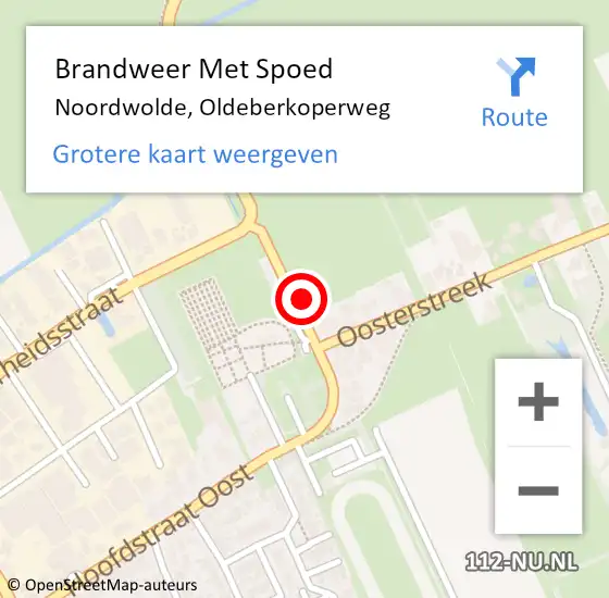 Locatie op kaart van de 112 melding: Brandweer Met Spoed Naar Noordwolde, Oldeberkoperweg op 15 mei 2024 14:30