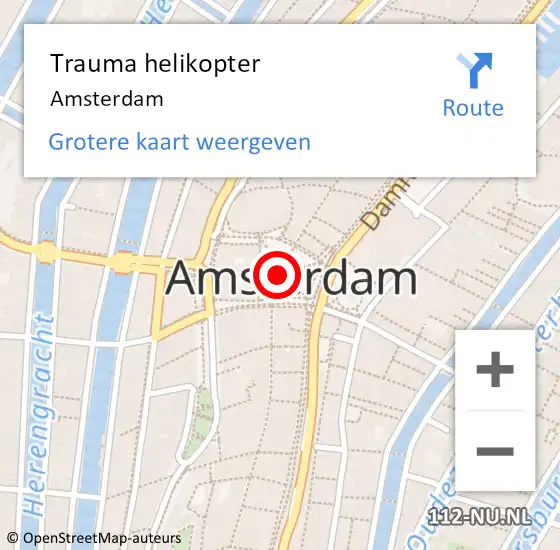 Locatie op kaart van de 112 melding: Trauma helikopter Amsterdam op 15 mei 2024 14:35