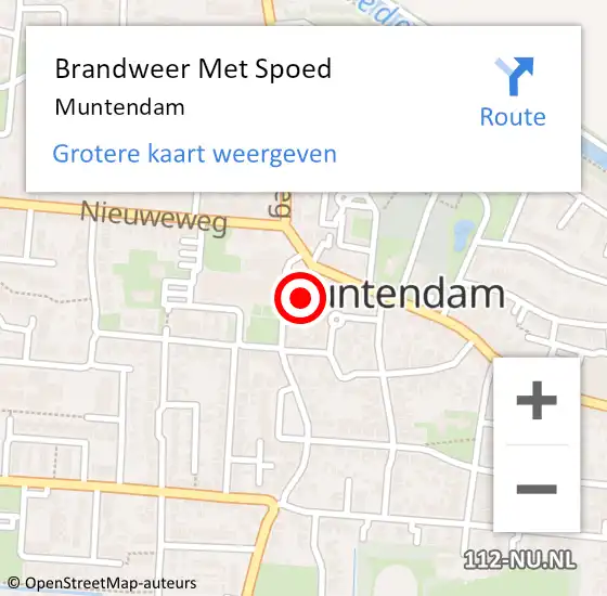 Locatie op kaart van de 112 melding: Brandweer Met Spoed Naar Muntendam op 15 mei 2024 14:40