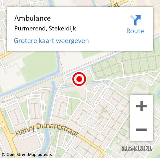 Locatie op kaart van de 112 melding: Ambulance Purmerend, Stekeldijk op 15 mei 2024 14:44