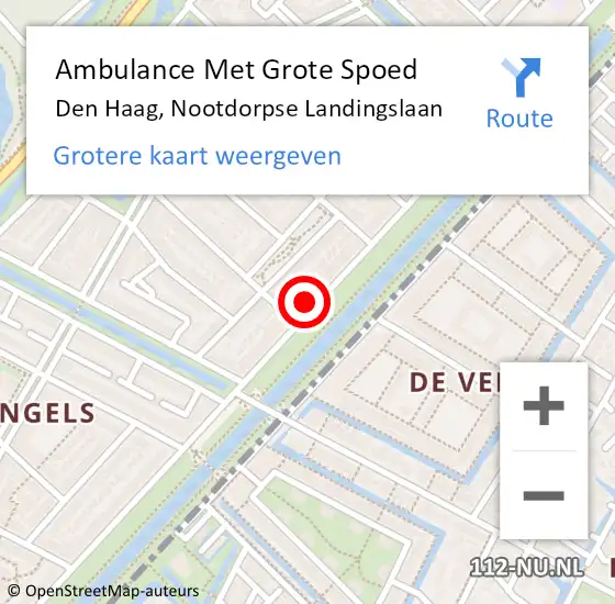 Locatie op kaart van de 112 melding: Ambulance Met Grote Spoed Naar Den Haag, Nootdorpse Landingslaan op 15 mei 2024 14:46