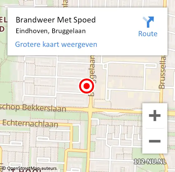 Locatie op kaart van de 112 melding: Brandweer Met Spoed Naar Eindhoven, Bruggelaan op 15 mei 2024 14:46