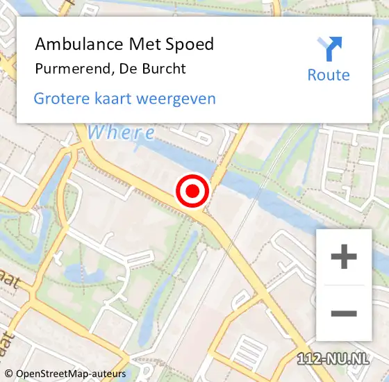 Locatie op kaart van de 112 melding: Ambulance Met Spoed Naar Purmerend, De Burcht op 15 mei 2024 14:46