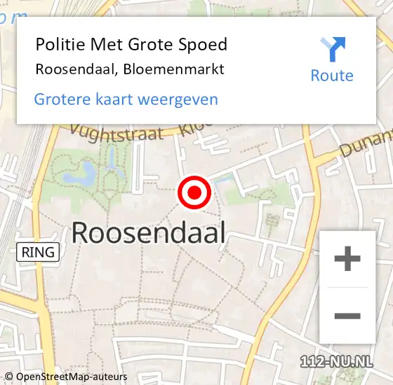 Locatie op kaart van de 112 melding: Politie Met Grote Spoed Naar Roosendaal, Bloemenmarkt op 15 mei 2024 14:46