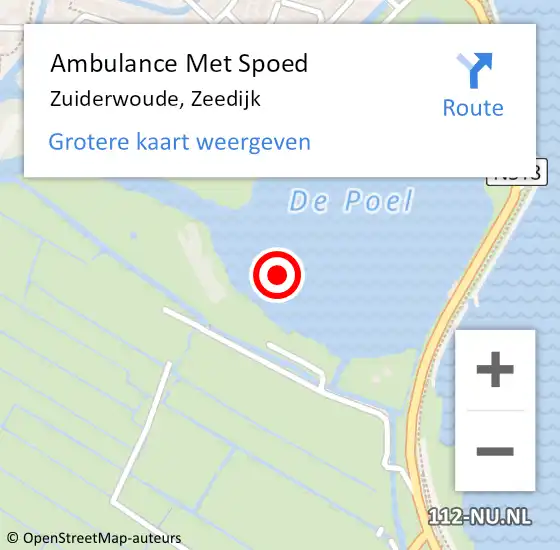 Locatie op kaart van de 112 melding: Ambulance Met Spoed Naar Zuiderwoude, Zeedijk op 15 mei 2024 14:51