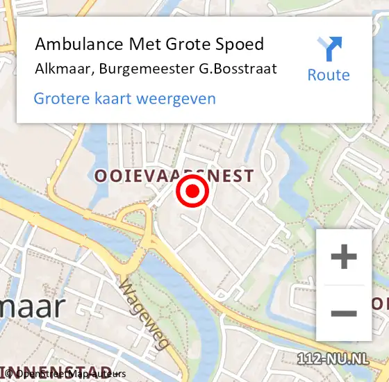 Locatie op kaart van de 112 melding: Ambulance Met Grote Spoed Naar Alkmaar, Burgemeester G.Bosstraat op 15 mei 2024 14:52