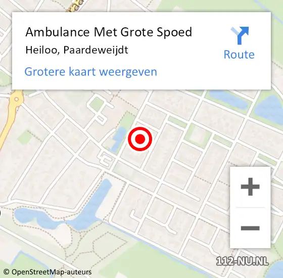 Locatie op kaart van de 112 melding: Ambulance Met Grote Spoed Naar Heiloo, Paardeweijdt op 15 mei 2024 15:01