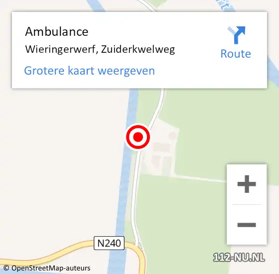 Locatie op kaart van de 112 melding: Ambulance Wieringerwerf, Zuiderkwelweg op 15 mei 2024 15:05