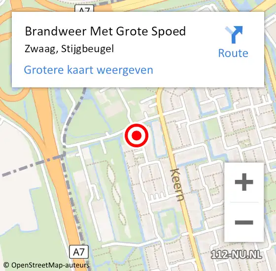 Locatie op kaart van de 112 melding: Brandweer Met Grote Spoed Naar Zwaag, Stijgbeugel op 15 mei 2024 15:09