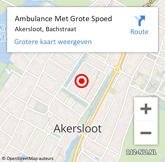 Locatie op kaart van de 112 melding: Ambulance Met Grote Spoed Naar Akersloot, Bachstraat op 15 mei 2024 15:09