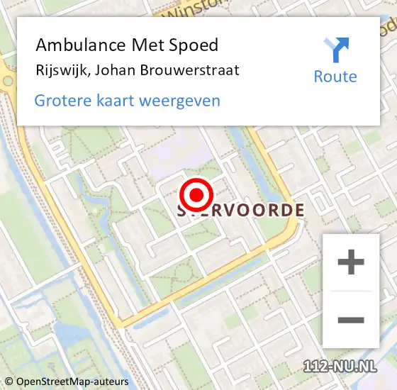 Locatie op kaart van de 112 melding: Ambulance Met Spoed Naar Rijswijk, Johan Brouwerstraat op 15 mei 2024 15:13