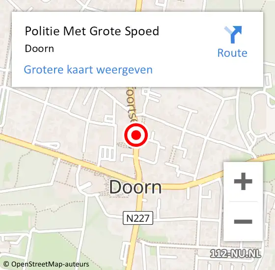 Locatie op kaart van de 112 melding: Politie Met Grote Spoed Naar Doorn op 15 mei 2024 15:22