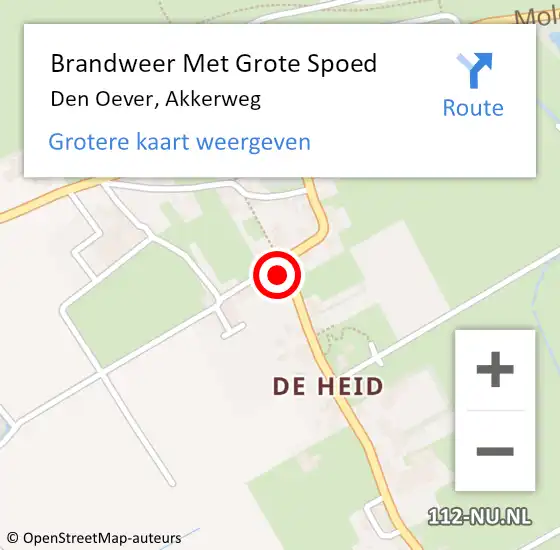 Locatie op kaart van de 112 melding: Brandweer Met Grote Spoed Naar Den Oever, Akkerweg op 6 oktober 2014 04:57