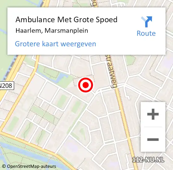 Locatie op kaart van de 112 melding: Ambulance Met Grote Spoed Naar Haarlem, Marsmanplein op 15 mei 2024 15:54