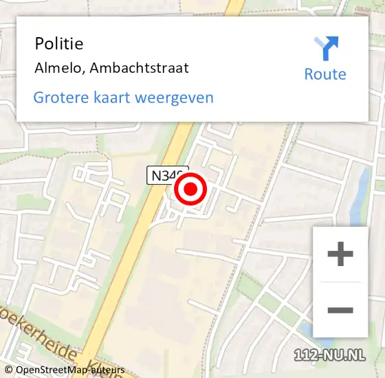 Locatie op kaart van de 112 melding: Politie Almelo, Ambachtstraat op 15 mei 2024 15:59