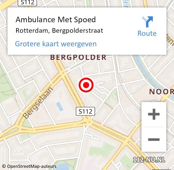 Locatie op kaart van de 112 melding: Ambulance Met Spoed Naar Rotterdam, Bergpolderstraat op 15 mei 2024 16:00