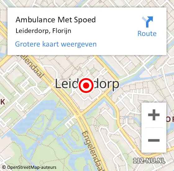 Locatie op kaart van de 112 melding: Ambulance Met Spoed Naar Leiderdorp, Florijn op 15 mei 2024 16:14