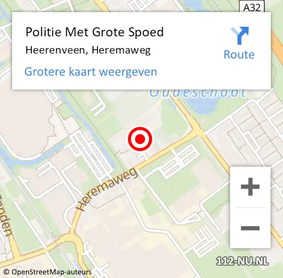 Locatie op kaart van de 112 melding: Politie Met Grote Spoed Naar Heerenveen, Heremaweg op 15 mei 2024 16:15