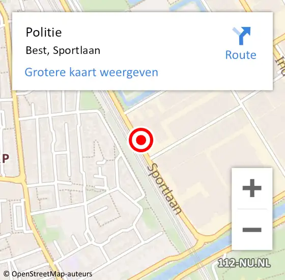 Locatie op kaart van de 112 melding: Politie Best, Sportlaan op 15 mei 2024 16:16