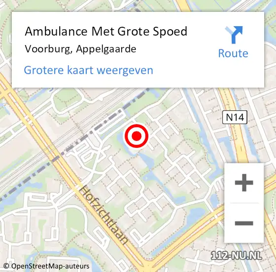 Locatie op kaart van de 112 melding: Ambulance Met Grote Spoed Naar Voorburg, Appelgaarde op 15 mei 2024 16:23