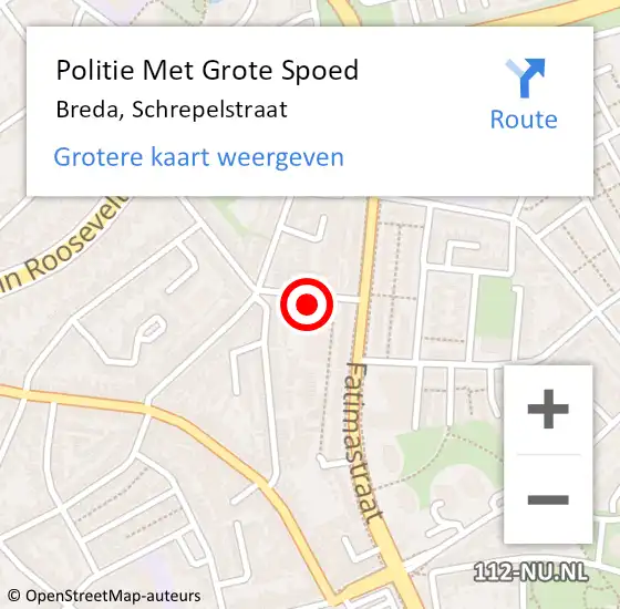 Locatie op kaart van de 112 melding: Politie Met Grote Spoed Naar Breda, Schrepelstraat op 15 mei 2024 16:27