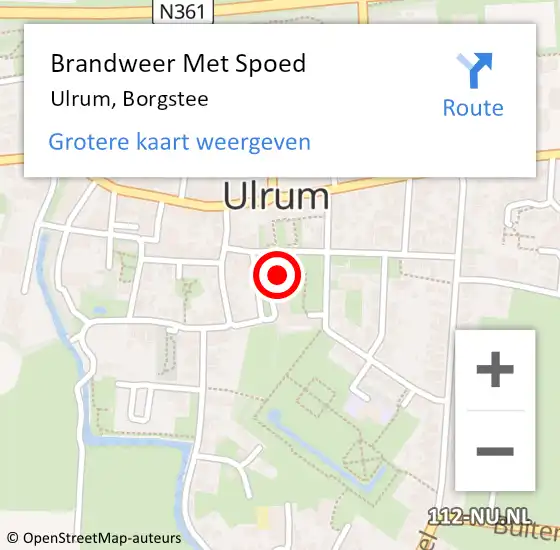 Locatie op kaart van de 112 melding: Brandweer Met Spoed Naar Ulrum, Borgstee op 15 mei 2024 16:29