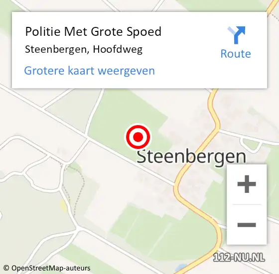 Locatie op kaart van de 112 melding: Politie Met Grote Spoed Naar Steenbergen, Hoofdweg op 15 mei 2024 16:30