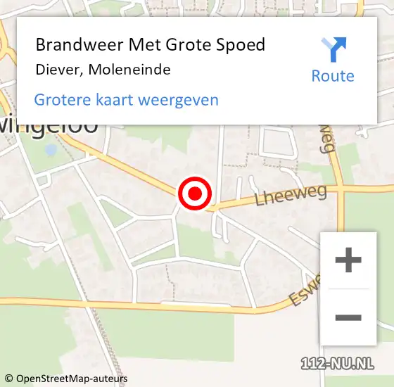 Locatie op kaart van de 112 melding: Brandweer Met Grote Spoed Naar Diever, Moleneinde op 15 mei 2024 16:30