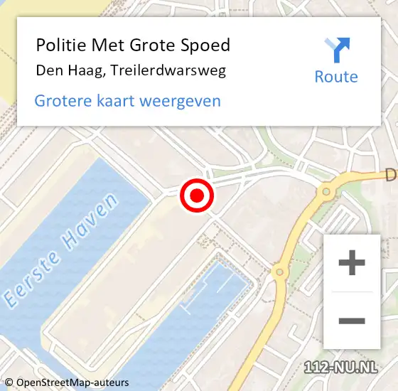 Locatie op kaart van de 112 melding: Politie Met Grote Spoed Naar Den Haag, Treilerdwarsweg op 15 mei 2024 16:32