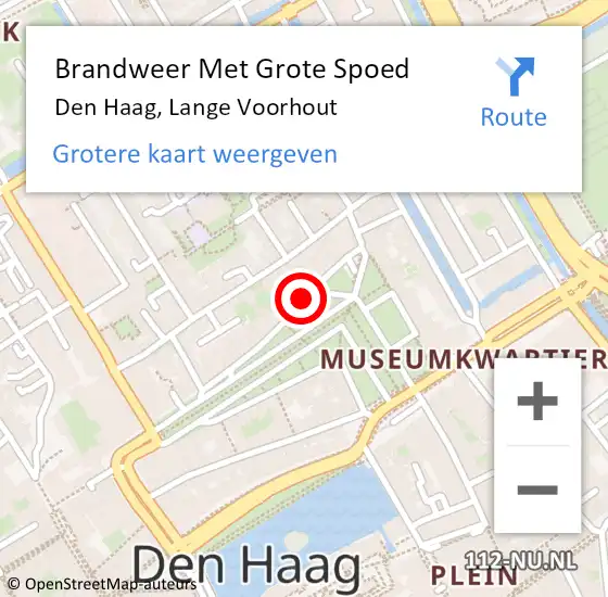 Locatie op kaart van de 112 melding: Brandweer Met Grote Spoed Naar Den Haag, Lange Voorhout op 15 mei 2024 16:38