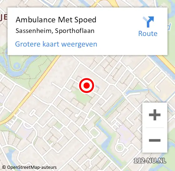 Locatie op kaart van de 112 melding: Ambulance Met Spoed Naar Sassenheim, Sporthoflaan op 15 mei 2024 16:58