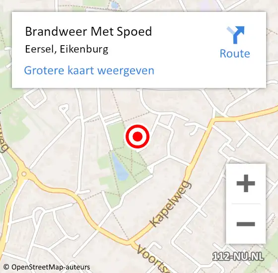Locatie op kaart van de 112 melding: Brandweer Met Spoed Naar Eersel, Eikenburg op 15 mei 2024 17:01