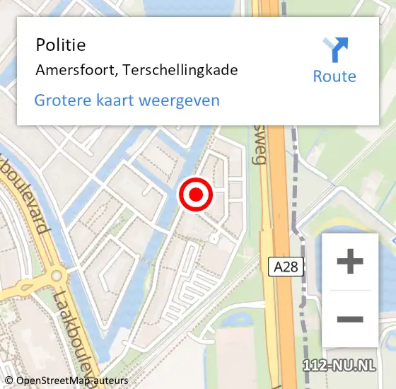 Locatie op kaart van de 112 melding: Politie Amersfoort, Terschellingkade op 15 mei 2024 17:03