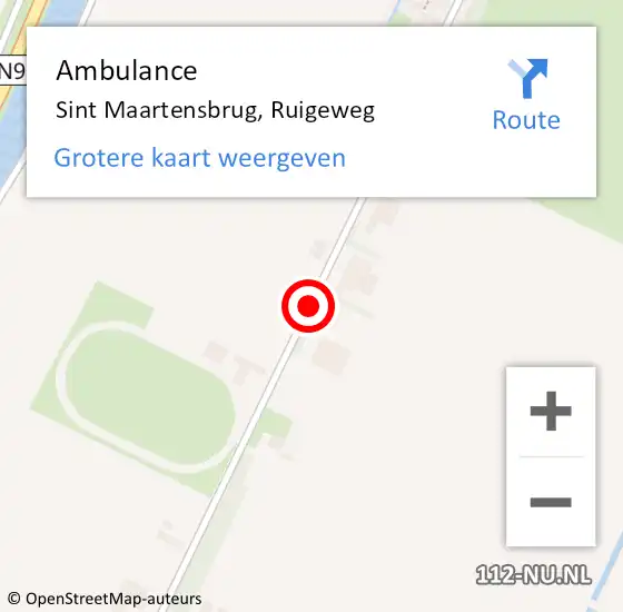 Locatie op kaart van de 112 melding: Ambulance Sint Maartensbrug, Ruigeweg op 15 mei 2024 17:08