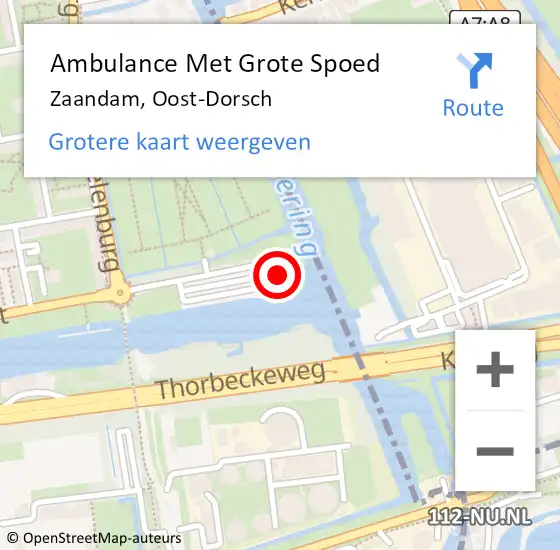 Locatie op kaart van de 112 melding: Ambulance Met Grote Spoed Naar Zaandam, Oost-Dorsch op 15 mei 2024 17:09