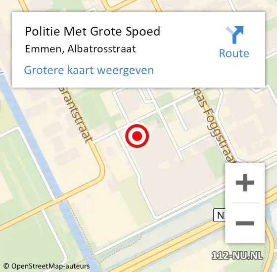 Locatie op kaart van de 112 melding: Politie Met Grote Spoed Naar Emmen, Albatrosstraat op 15 mei 2024 17:10