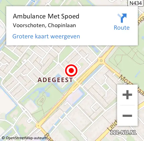 Locatie op kaart van de 112 melding: Ambulance Met Spoed Naar Voorschoten, Chopinlaan op 15 mei 2024 17:18