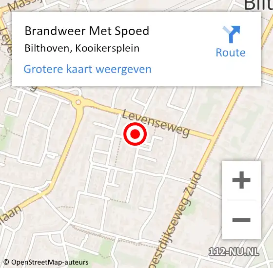 Locatie op kaart van de 112 melding: Brandweer Met Spoed Naar Bilthoven, Kooikersplein op 15 mei 2024 17:19