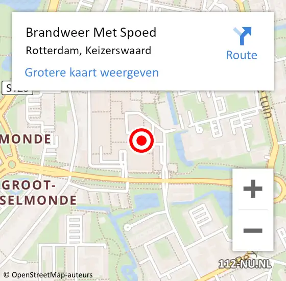 Locatie op kaart van de 112 melding: Brandweer Met Spoed Naar Rotterdam, Keizerswaard op 15 mei 2024 17:24