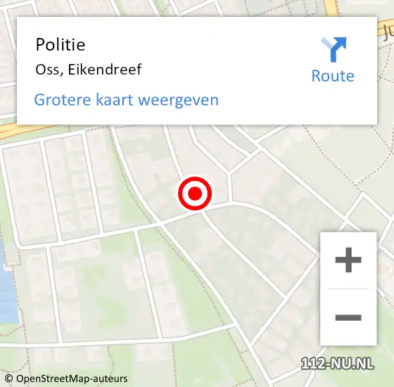 Locatie op kaart van de 112 melding: Politie Oss, Eikendreef op 15 mei 2024 17:24